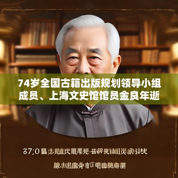74岁全国古籍出版规划领导小组成员、上海文史馆馆员金良年逝世
