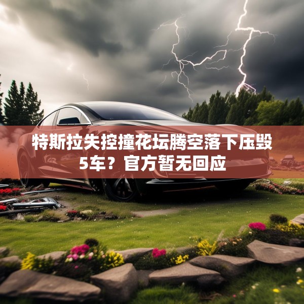 特斯拉失控撞花坛腾空落下压毁5车？官方暂无回应