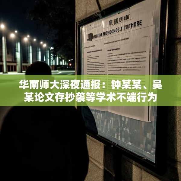 华南师大深夜通报：钟某某、吴某论文存抄袭等学术不端行为