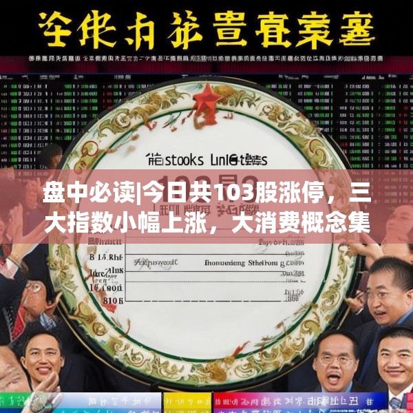 盘中必读|今日共103股涨停，三大指数小幅上涨，大消费概念集体爆发
