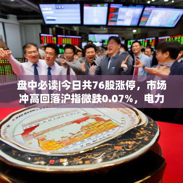 盘中必读|今日共76股涨停，市场冲高回落沪指微跌0.07%，电力股集体大涨