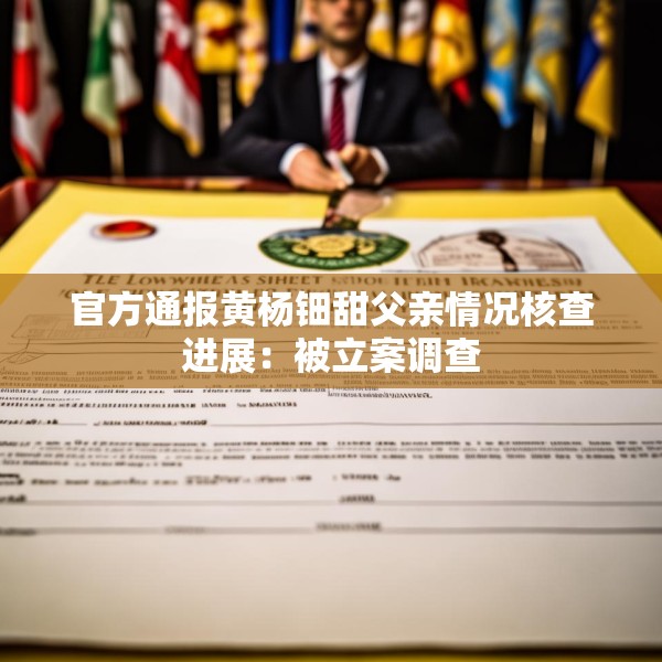 官方通报黄杨钿甜父亲情况核查进展：被立案调查