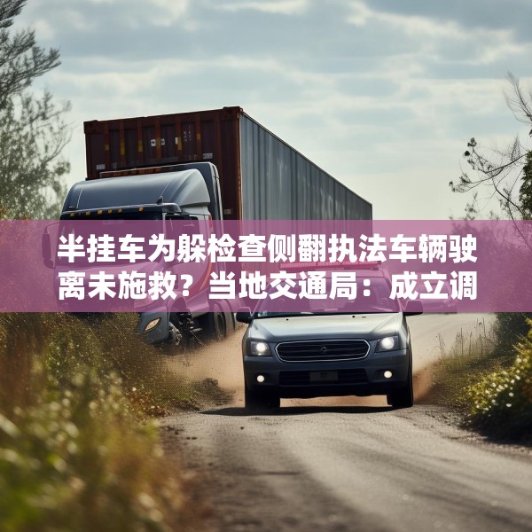 半挂车为躲检查侧翻执法车辆驶离未施救？当地交通局：成立调查组