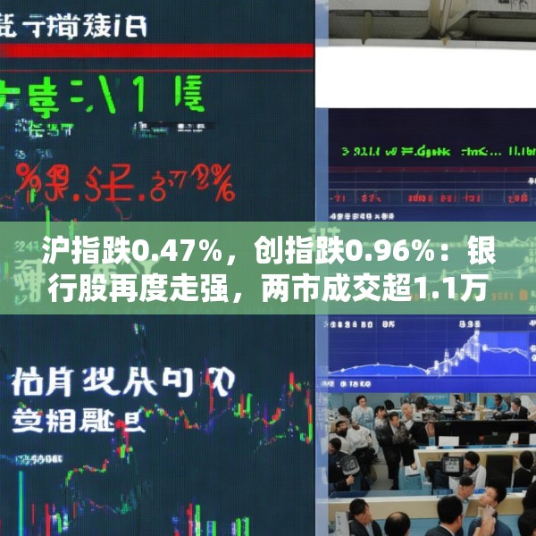 沪指跌0.47%，创指跌0.96%：银行股再度走强，两市成交超1.1万亿元