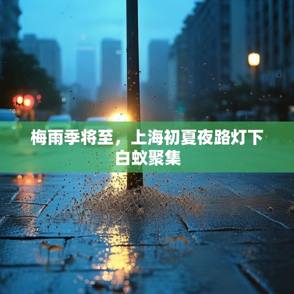 梅雨季将至，上海初夏夜路灯下白蚁聚集