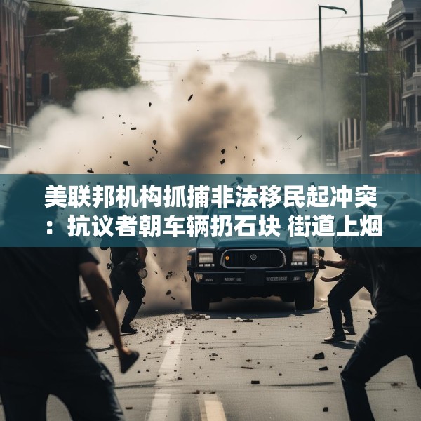 美联邦机构抓捕非法移民起冲突：抗议者朝车辆扔石块 街道上烟雾弥漫