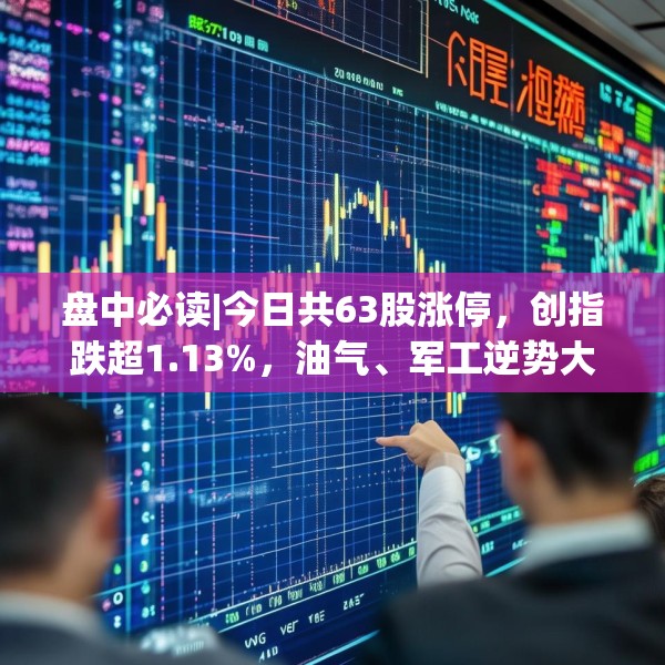 盘中必读|今日共63股涨停，创指跌超1.13%，油气、军工逆势大涨
